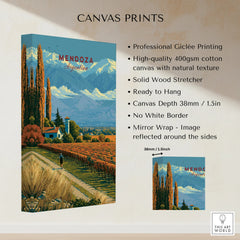 Mendoza Argentina Bodega Travel Poster — canvas print stretched cotton canvas details