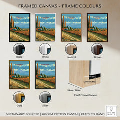 Mendoza Argentina Bodega Travel Poster — framed canvas float frame colour options