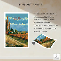 Mendoza Argentina Bodega Travel Poster — fine art print unframed quality details