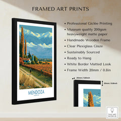 Mendoza Argentina Autumn Vines Wall Art — framed print details measurements quality details