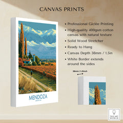 Mendoza Argentina Autumn Vines Wall Art — canvas print stretched cotton canvas details
