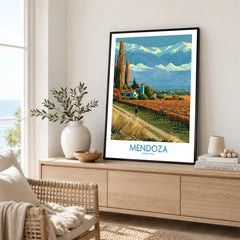 Mendoza Argentina Autumn Vines Wall Art — framed artwork living room lifestyle setting