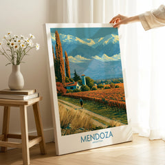 Mendoza Argentina Autumn Vines Wall Art — canvas print mirror edge hand holding room setting