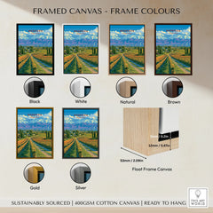 Mendoza Argentina Wine Country Travel Poster — framed canvas float frame colour options