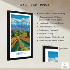 Mendoza Argentina Skyline Wall Art — framed print details measurements quality details