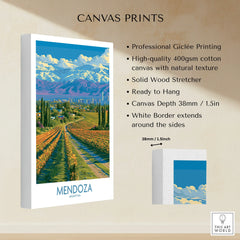 Mendoza Argentina Skyline Wall Art — canvas print stretched cotton canvas details