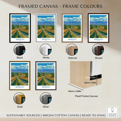 Mendoza Argentina Skyline Wall Art — framed canvas float frame colour options
