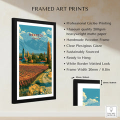 Mendoza Argentina Vineyard Church Travel Poster — framed print details measurements quality details