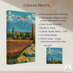 Mendoza Argentina Vineyard Church Travel Poster — canvas print stretched cotton canvas details