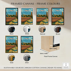 Mendoza Argentina Vineyard Church Travel Poster — framed canvas float frame colour options