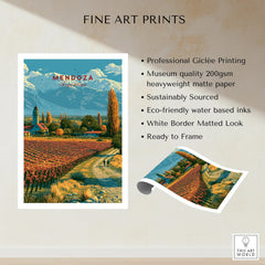 Mendoza Argentina Vineyard Church Travel Poster — fine art print unframed quality details