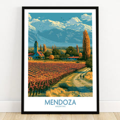 Mendoza Argentina Foothills Wall Art — art print in black frame on wooden floor