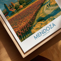 Mendoza Argentina Foothills Wall Art — closeup framed canvas natural wood floating frame