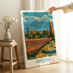 Mendoza Argentina Foothills Wall Art — canvas print mirror edge hand holding room setting