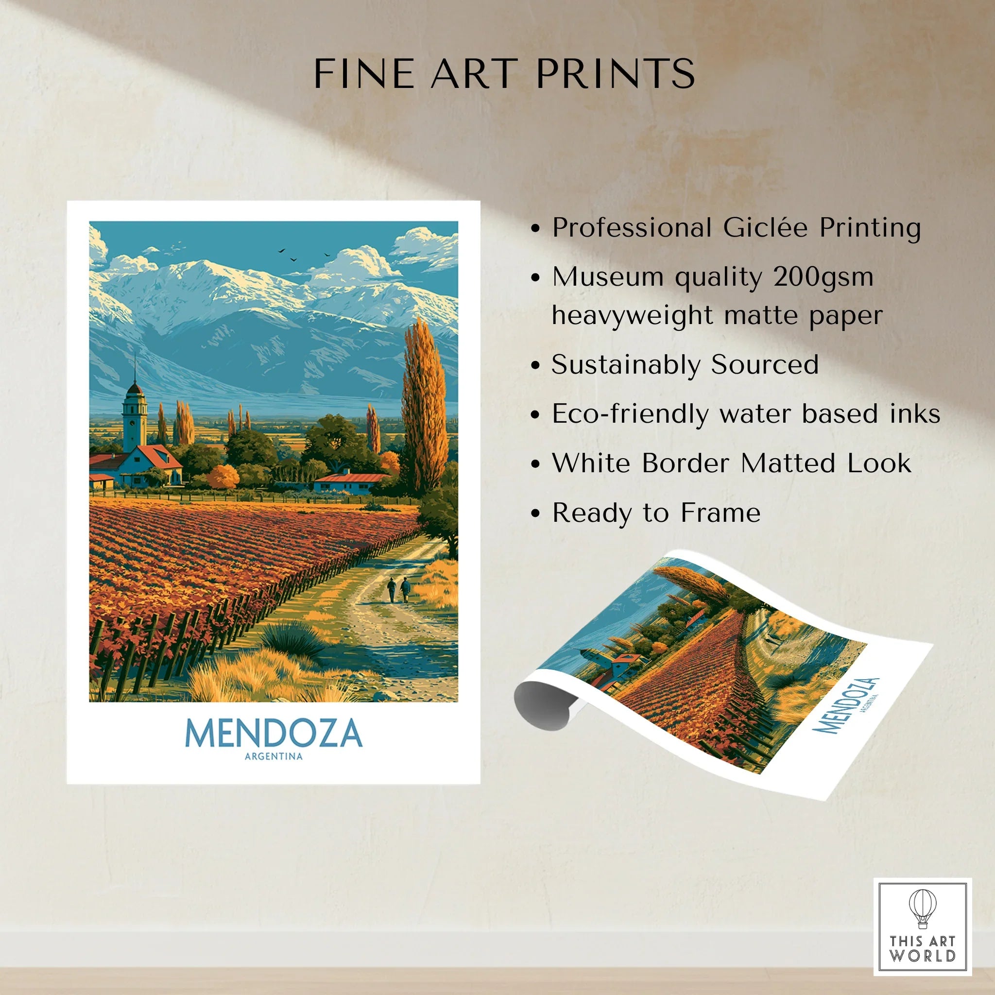 Mendoza Argentina Foothills Wall Art — fine art print unframed quality details