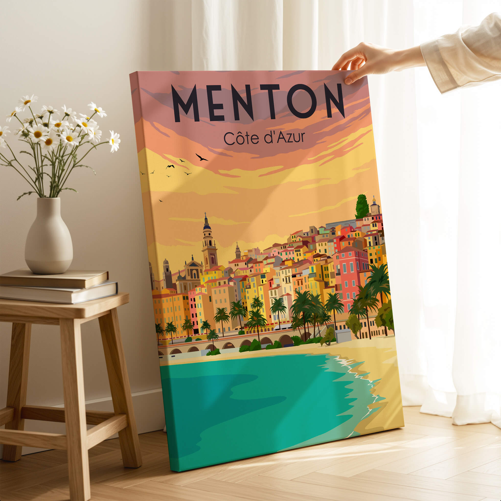 Menton France Print Poster | Vintage vintage-style artwork capturing Menton's charm and Côte d'Azur scenery.