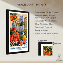 Mercado do Porto Portuguese Market Poster - framed print details measurements quality details