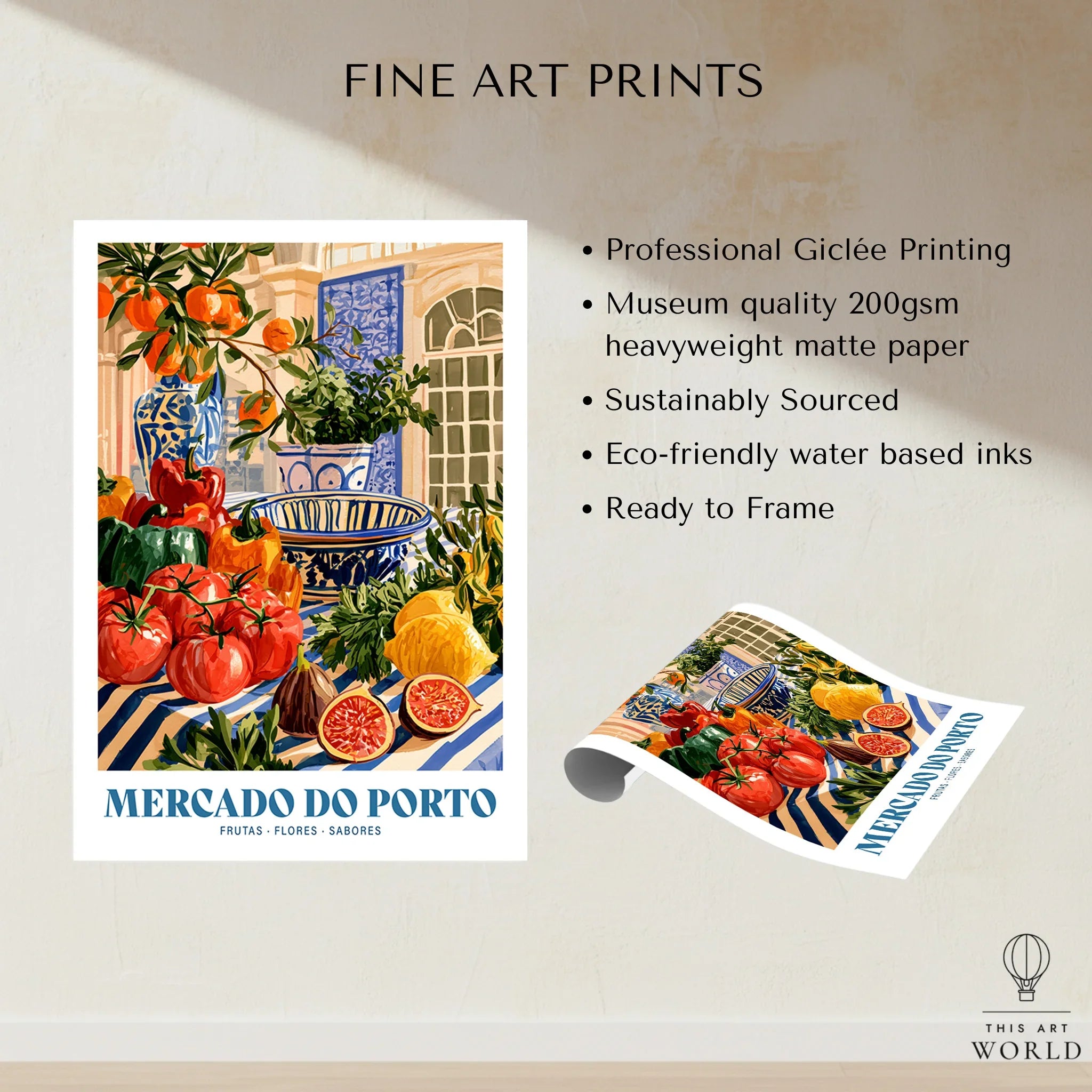 Mercado do Porto Portuguese Market Poster - fine art print unframed quality details