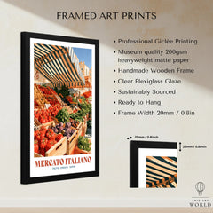 Italian Market Kitchen Wall Art - framed print details measurements quality details