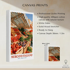 Italian Market Kitchen Wall Art - canvas print stretched cotton canvas details