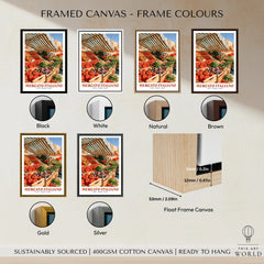 Italian Market Kitchen Wall Art - framed canvas float frame colour options