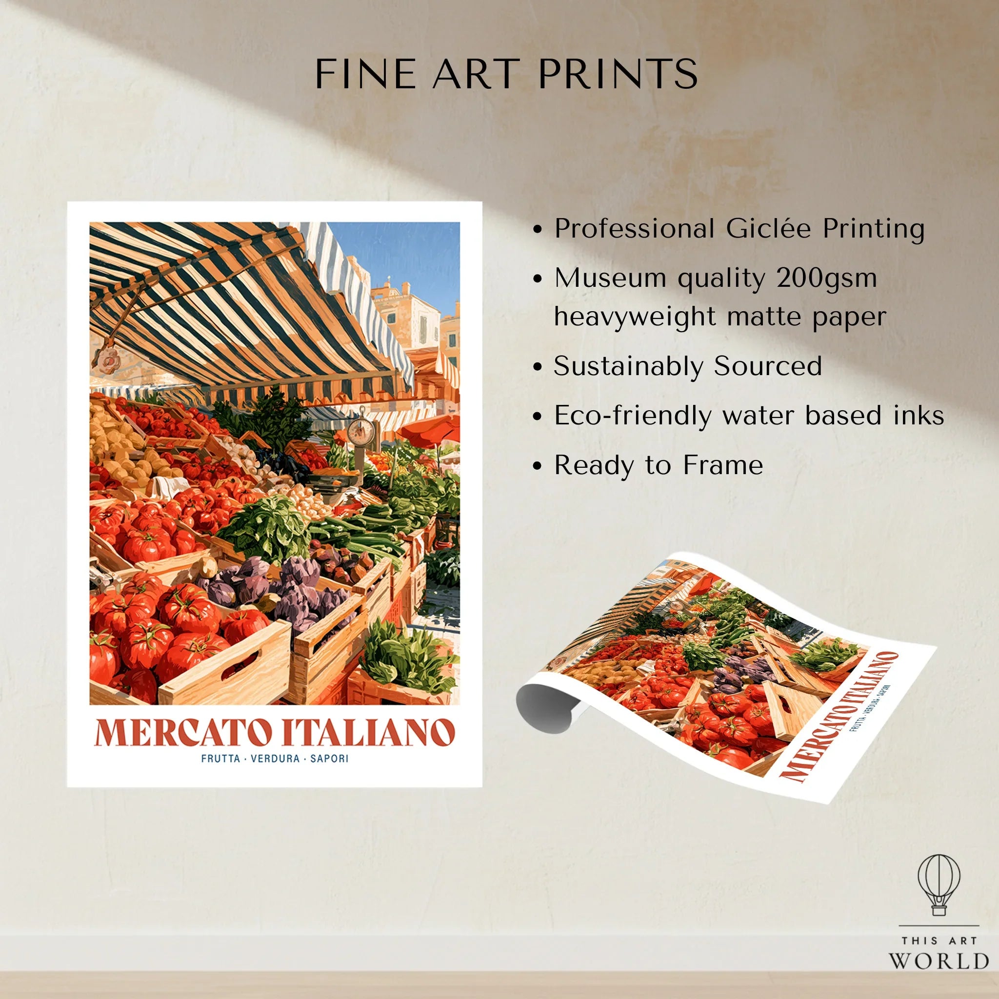 Italian Market Kitchen Wall Art - fine art print unframed quality details