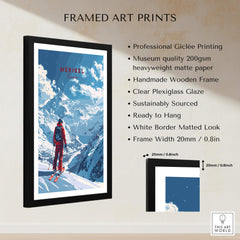 Meribel Travel Poster - France framed art print showcasing a skier in a stunning mountain landscape.