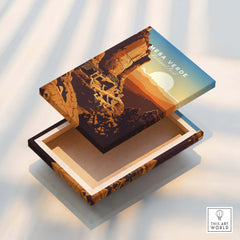 Mesa Verde National Park wall art print with sunset and cliff dwellings on decorative box lid