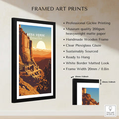 Framed Mesa Verde National Park travel poster print with listed frame and quality details.