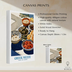 Greek Mezze Kitchen Wall Art - canvas print stretched cotton canvas details