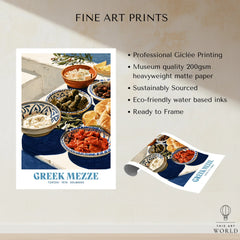 Greek Mezze Kitchen Wall Art - fine art print unframed quality details