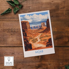 Moab Travel Poster showcasing the stunning landscapes of Moab, Utah, perfect for travel enthusiasts.