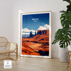 Moab Utah Wall Art featuring a vibrant landscape and stunning colors, perfect for home decor.