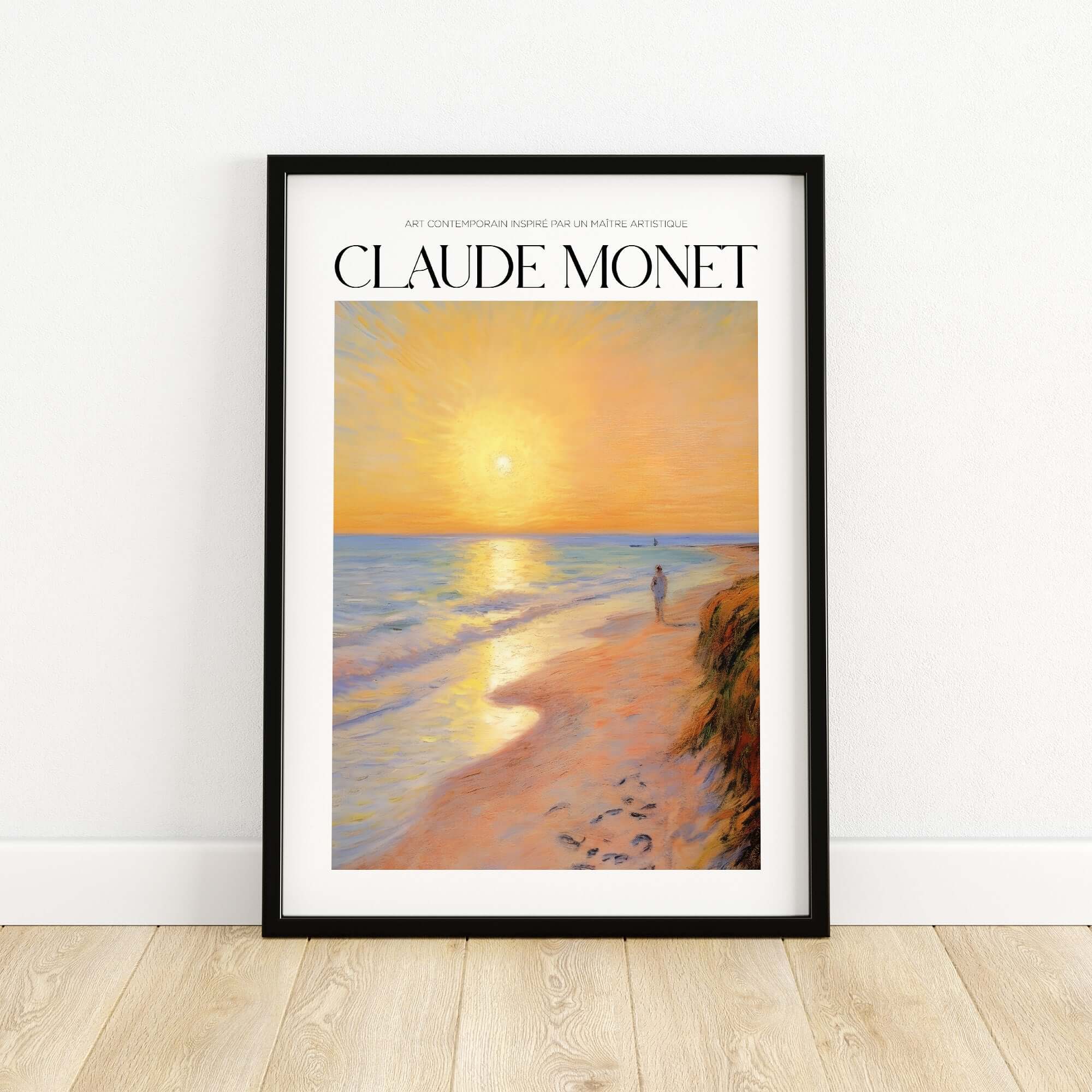 Monet Beach Artwork - Impressionist Room Decor - Coastal Sunset Stroll Beach Wall Art