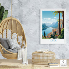 Kotor Montenegro wall art poster showcasing a scenic view, perfect for modern home decor inspired by travel.