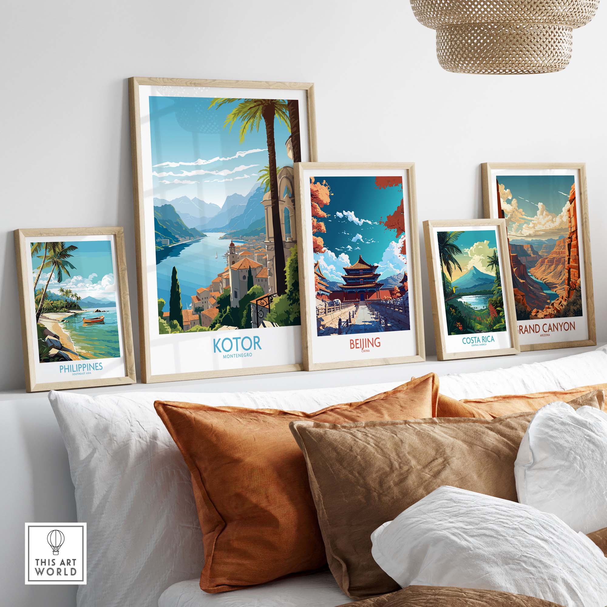 Montenegro wall art featuring Kotor print and travel scenes, perfect for modern home decor.