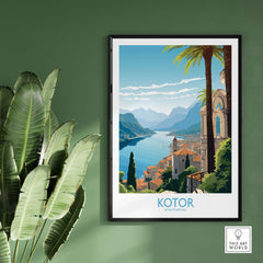 Stylish Kotor Montenegro wall art print showcasing scenic coastal views and modern design.