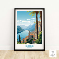 Kotor Montenegro wall art print featuring vibrant landscape and coastal scenery, perfect for modern home decor.