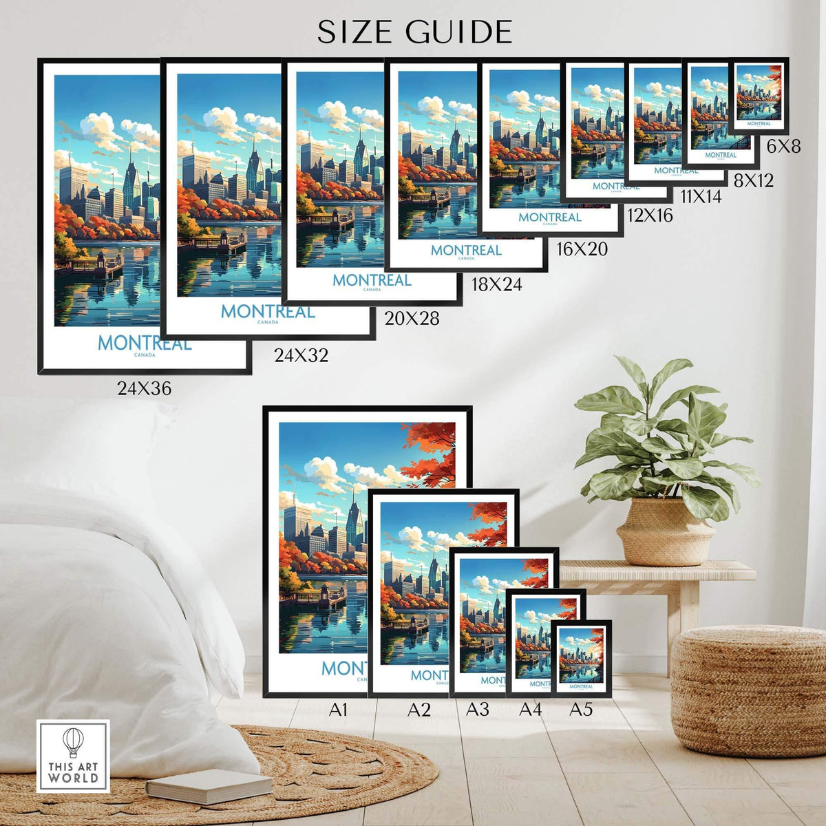 Montreal Travel Poster - Customizable Cityscape Wall Art Print, Perfect for Home Decor & Housewarming Gift