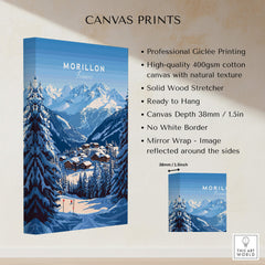 Morillon Ski Print showcasing stunning canvas art featuring snowy mountains and a winter landscape.