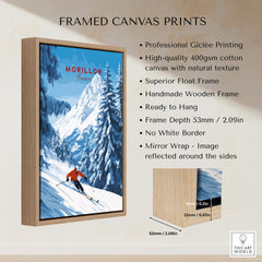 Morillon Ski Wall Art framed canvas print showcasing vibrant skiing scene in the French Alps.