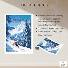 Morillon Ski Wall Art featuring a skier in the French Alps, ideal for home decor.