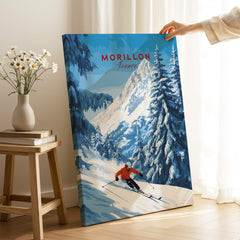 Morillon Ski Wall Art showcasing a skier in the French Alps, perfect for home decor.