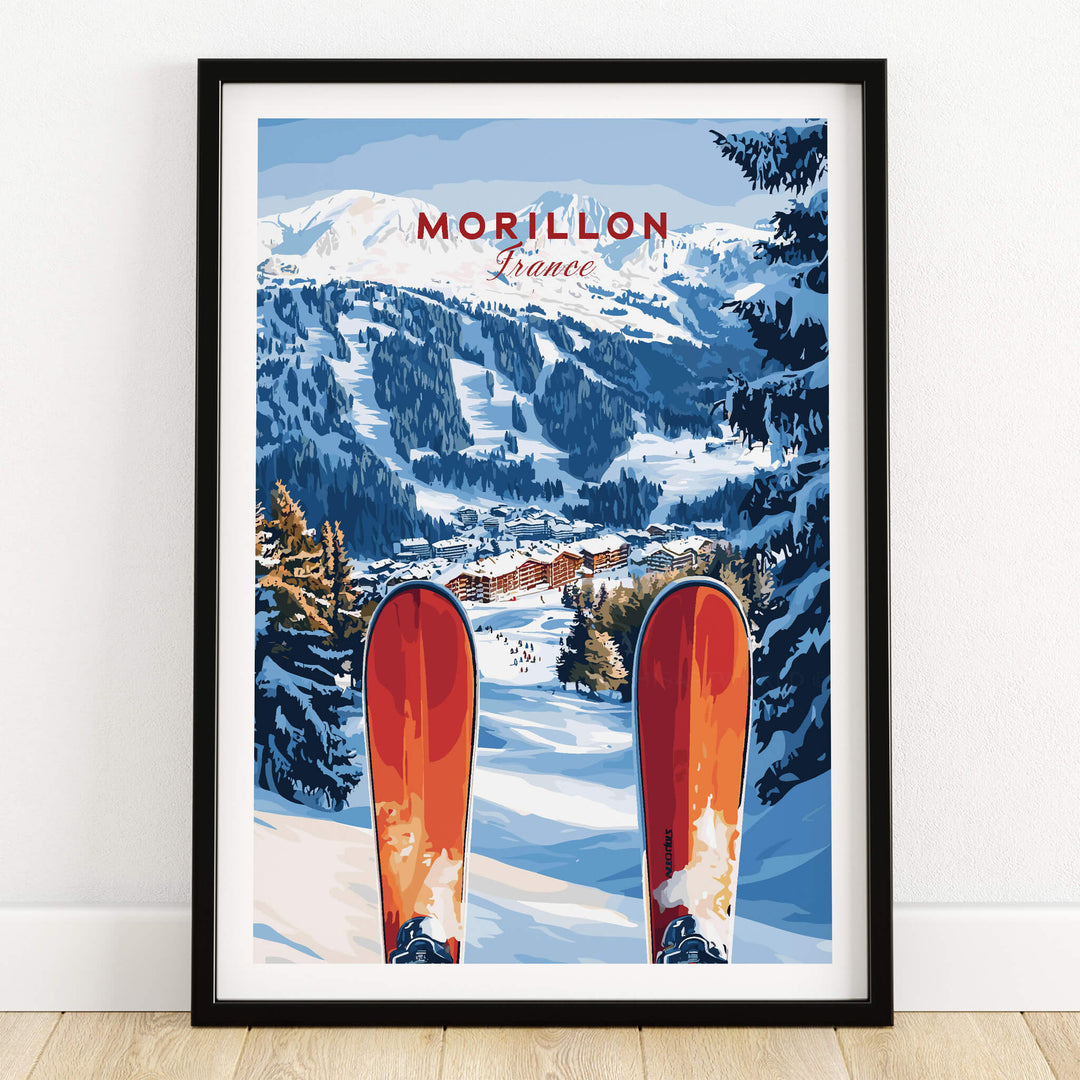 Ski Print Morillon France showcasing the stunning landscape and skis in the French Alps.