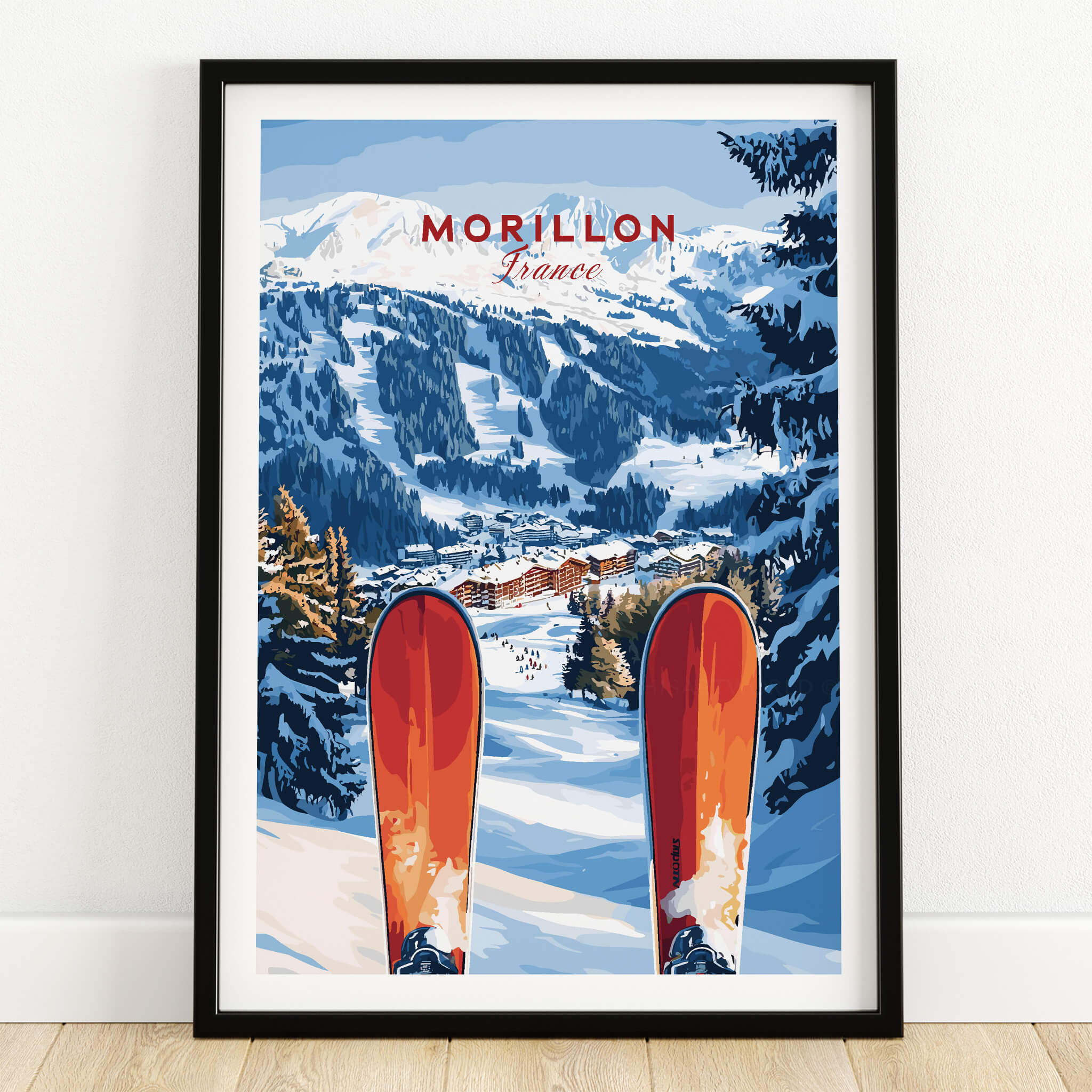 Ski Print Morillon France showcasing the stunning landscape and skis in the French Alps.