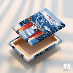 Ski Print Morillon France design on a beautifully crafted storage box, showcasing the French Alps.