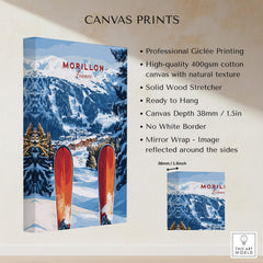 Ski Print Morillon France canvas print showcasing the Alps, perfect for ski enthusiasts and nature lovers.