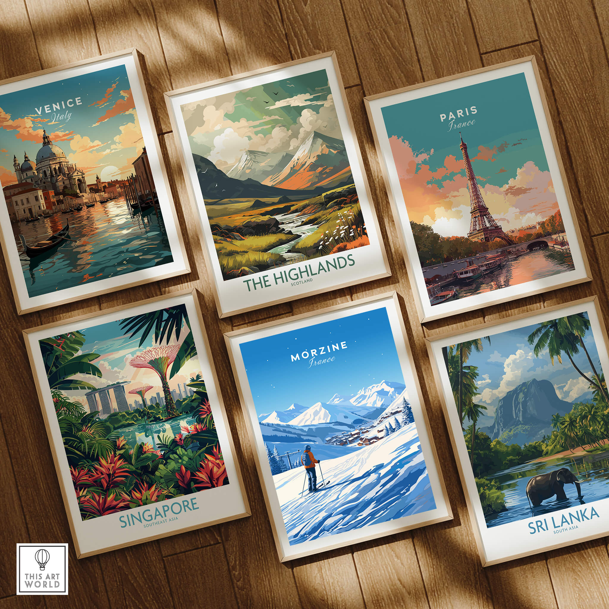 Morzine Ski Poster among other travel art prints showcasing beautiful destinations.