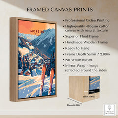 Morzine Wall Art Print - Ski Poster featuring professional Giclée printing and a handmade wooden frame.
