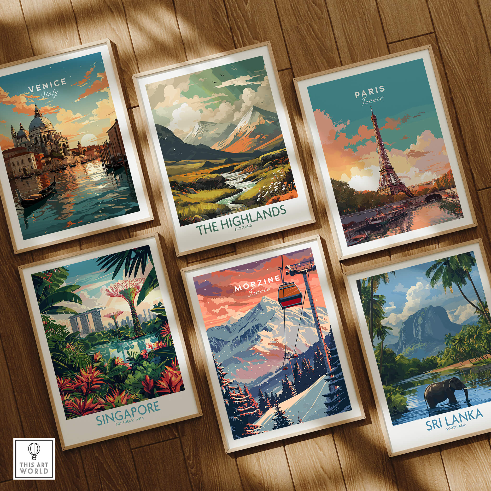 Morzine Art Print - Ski Poster featuring vibrant ski slopes art for home or office decor.